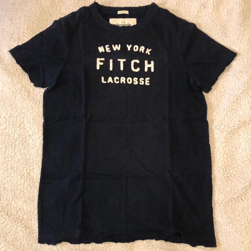 Abercrombie and Fitch embroidered tee. Size medium. Navy blue